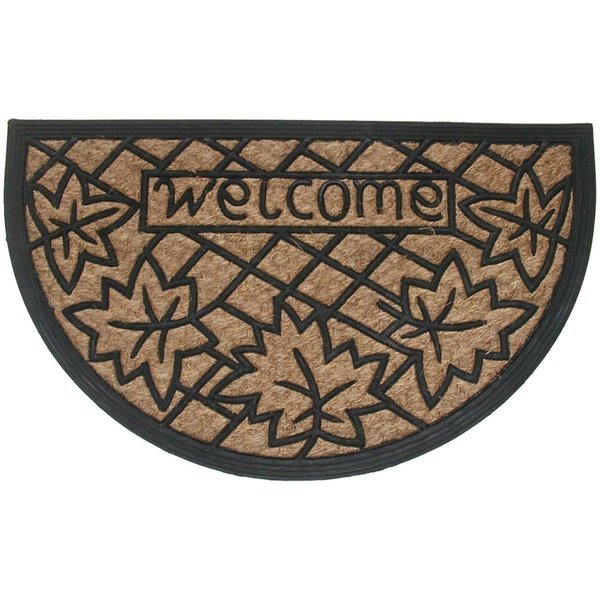 Geo Crafts Geo Crafts G130-TC WELCOME LEAVES 18 x 30 in. Panama Tuffcor Half Round Doormat; Welcome Leaves Design G130-TC WELCOME LEAVES